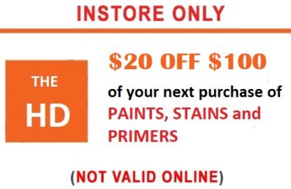 HOME DEPOT 20 OFF 100 for paint