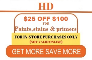 25off100 for paint.stains and primer HD coupon paint coupon